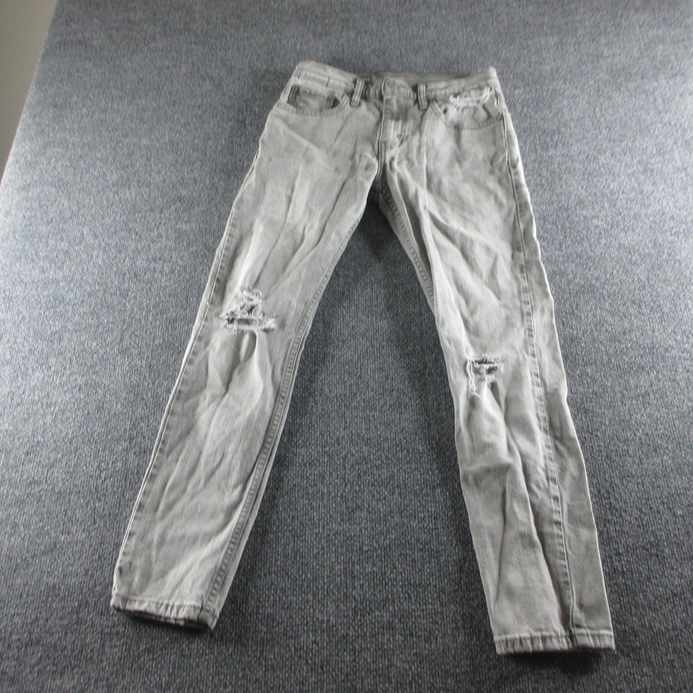 Levis 512 Jeans Mens 28x28 Gray Slim Tapered Light Wash Distressed Stretch Denim